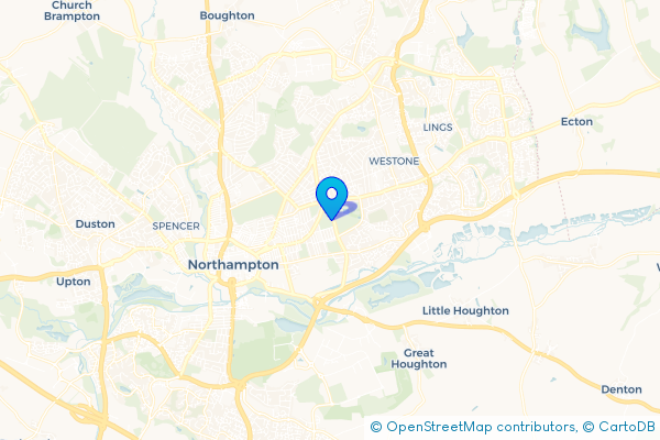 Coach Hire route map for Abington, Northamptonshire