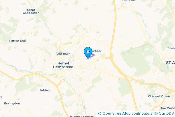 Coach Hire route map for Adeyfield, Hertfordshire