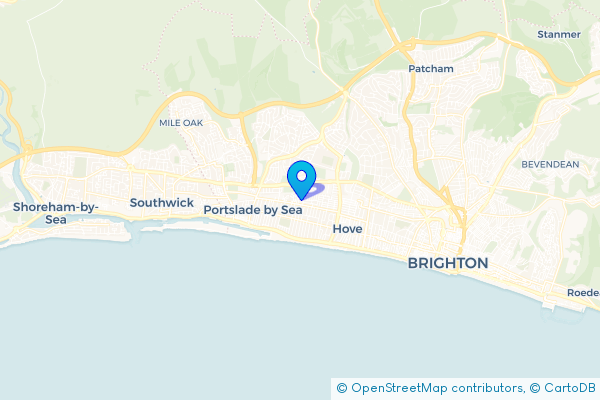 Coach Hire route map for Aldrington, East Sussex