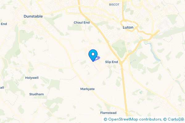 Coach Hire route map for Aley Green, Bedfordshire