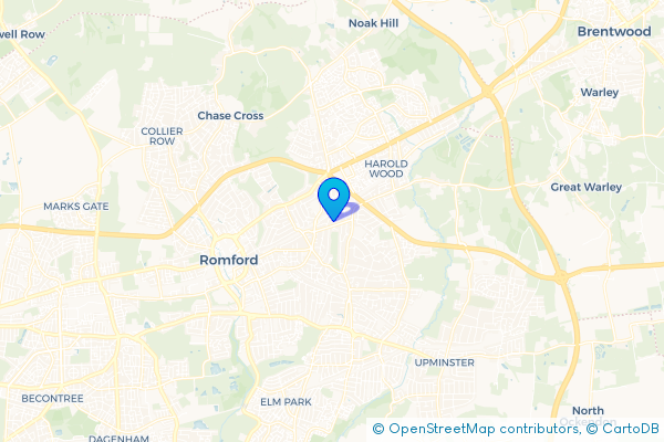 Coach Hire route map for Ardleigh Green, Greater London