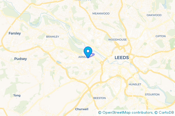Coach Hire route map for Armley, West Yorkshire
