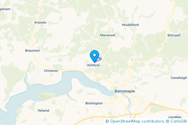 Coach Hire route map for Ashford, Devon