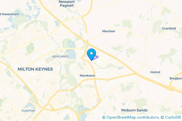 Coach Hire route map for Atterbury, Buckinghamshire