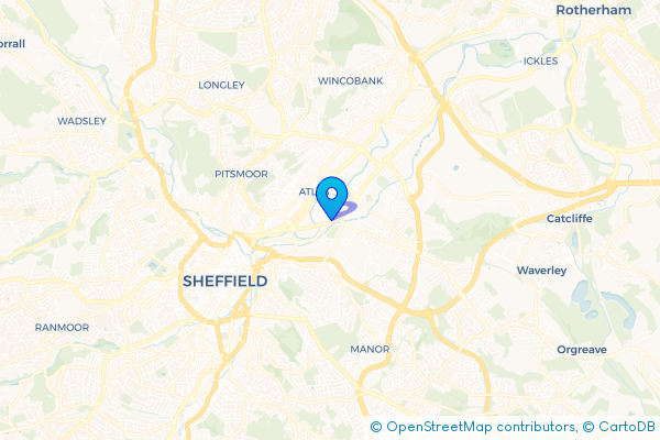 Coach Hire route map for Attercliffe, South Yorkshire