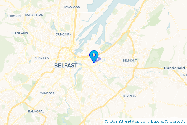 Coach Hire route map for Ballymacarret, Belfast