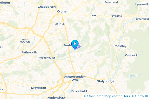 Coach Hire route map for Bardsley, Greater Manchester