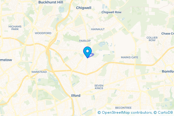 Coach Hire route map for Barkingside, Greater London