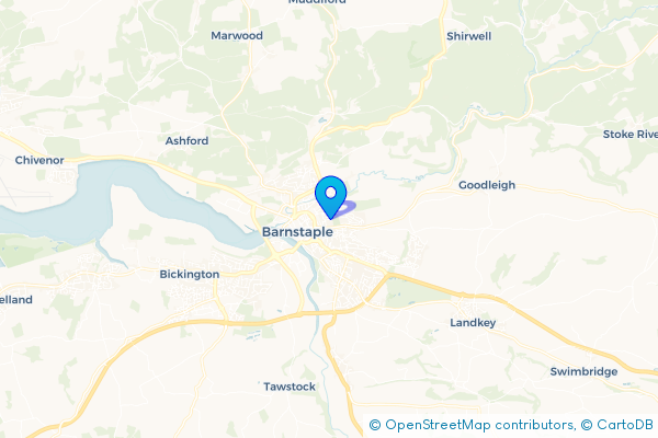 Coach Hire route map for Barnstaple, Devon