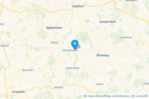 Coach Hire route map for Beckenham, Greater London