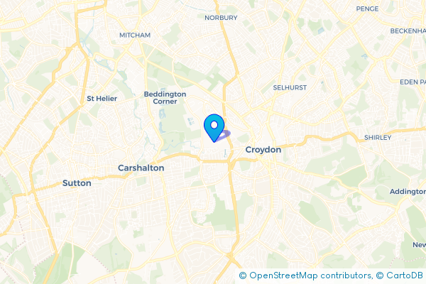 Coach Hire route map for Beddington, Greater London