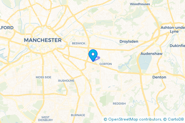 Coach Hire route map for Belle Vue, Greater Manchester