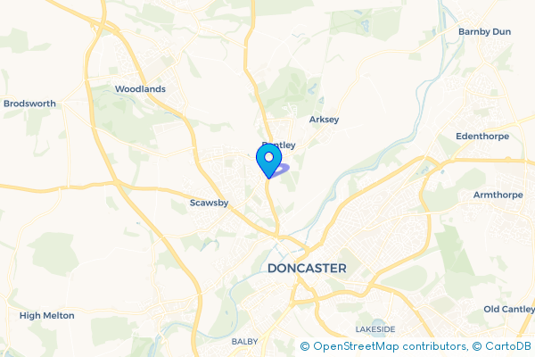 Coach Hire route map for Bentley, South Yorkshire
