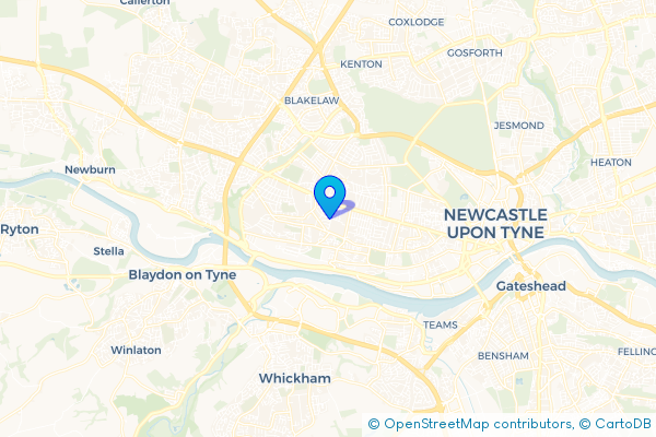 Coach Hire route map for Benwell, Tyne and Wear