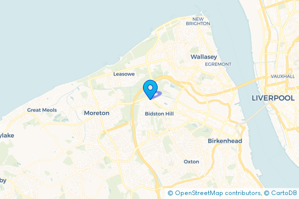 Coach Hire route map for Bidston, Merseyside