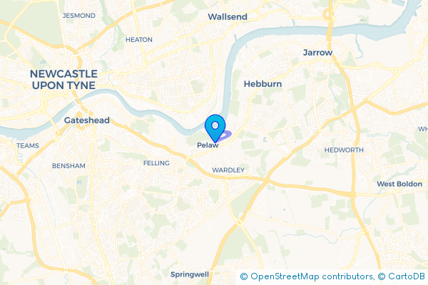 Coach Hire route map for Bill Quay, Tyne and Wear