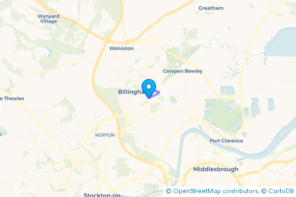 Coach Hire route map for Billingham, County Durham