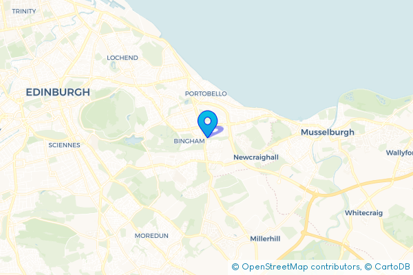 Coach Hire route map for Bingham, City of Edinburgh