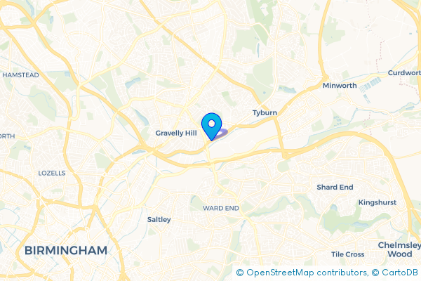Coach Hire route map for Birches Green, West Midlands
