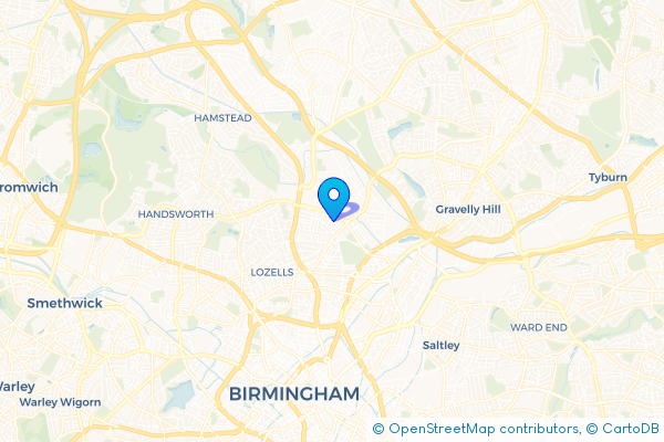 Coach Hire route map for Birchfield, West Midlands