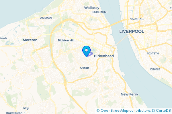 Coach Hire route map for Birkenhead, Merseyside