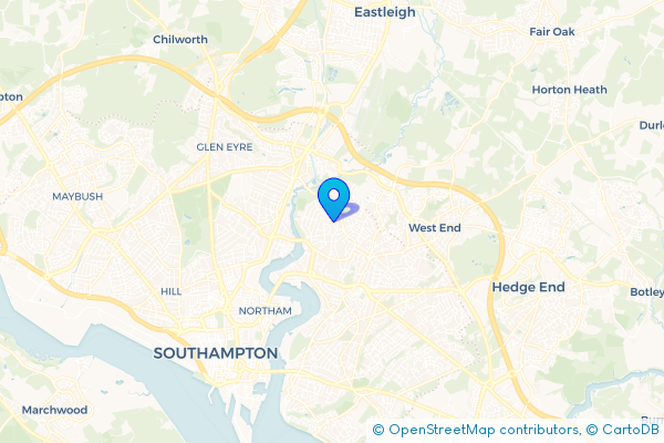 Coach Hire route map for Bitterne Park, Hampshire