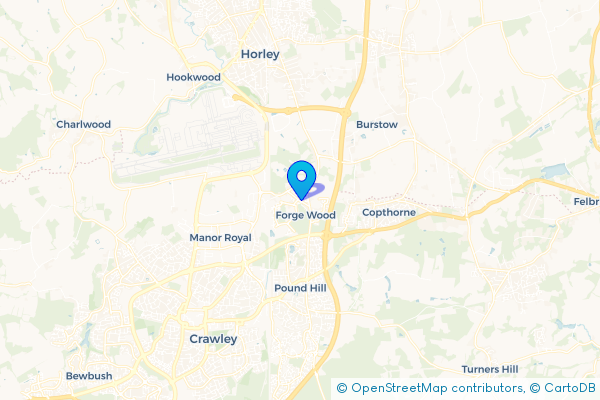 Coach Hire route map for Black Corner, West Sussex