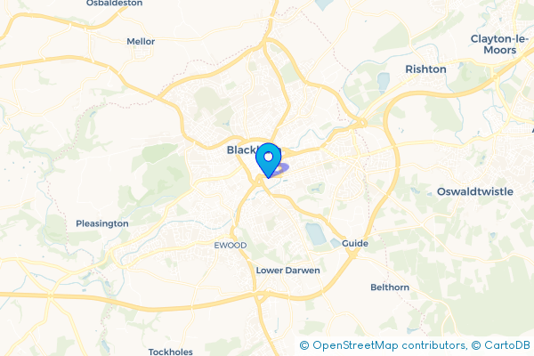 Coach Hire route map for Blackburn, Lancashire
