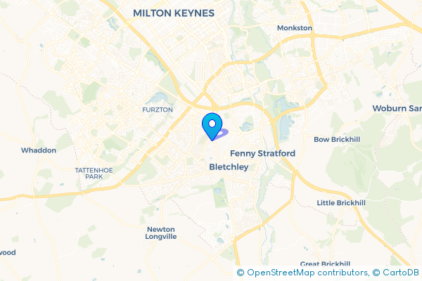 Coach Hire route map for Bletchley, Buckinghamshire
