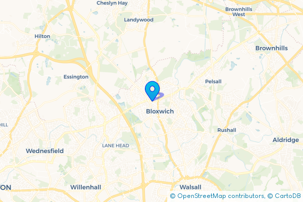 Coach Hire route map for Bloxwich, West Midlands