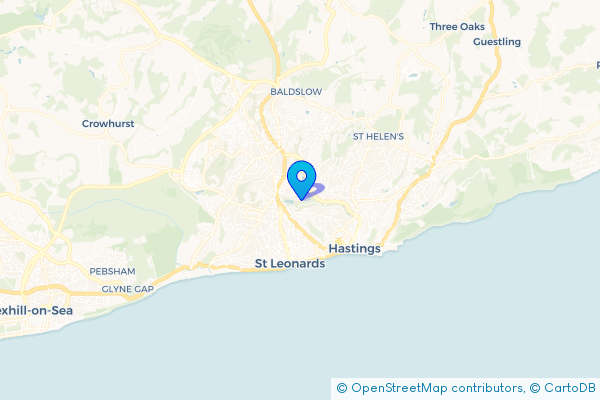 Coach Hire route map for Bohemia, East Sussex
