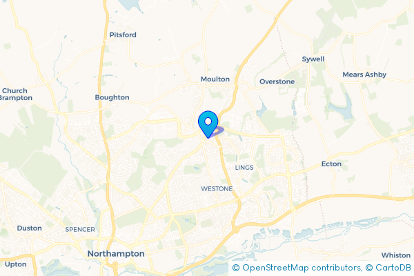 Coach Hire route map for Boothville, Northamptonshire