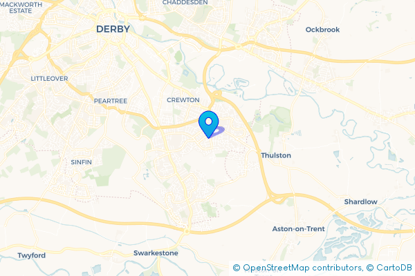 Coach Hire route map for Boulton Moor, Derbyshire