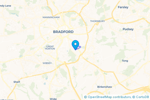 Coach Hire route map for Bowling, West Yorkshire