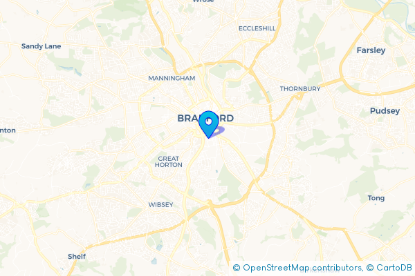 Coach Hire route map for Bradford, West Yorkshire