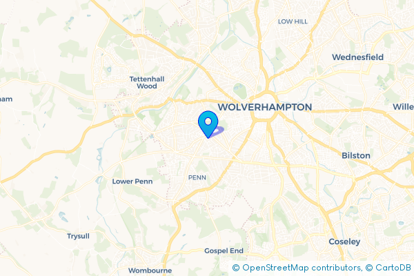 Coach Hire route map for Bradmore, West Midlands
