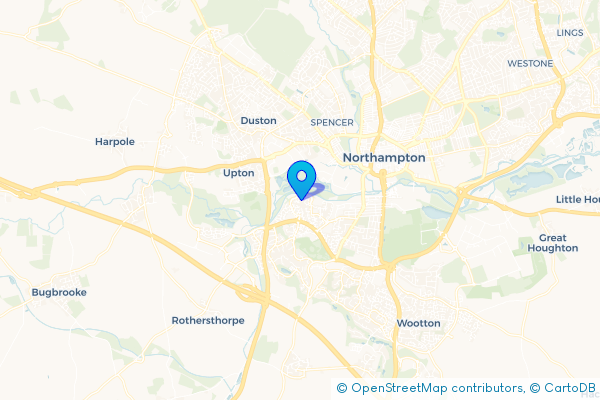 Coach Hire route map for Briar Hill, Northamptonshire