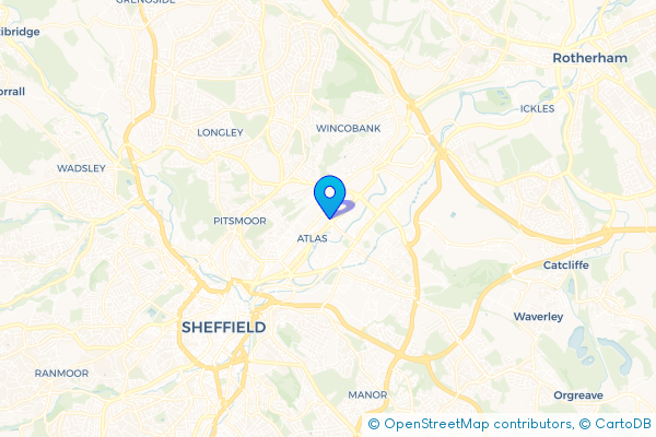 Coach Hire route map for Brightside, South Yorkshire