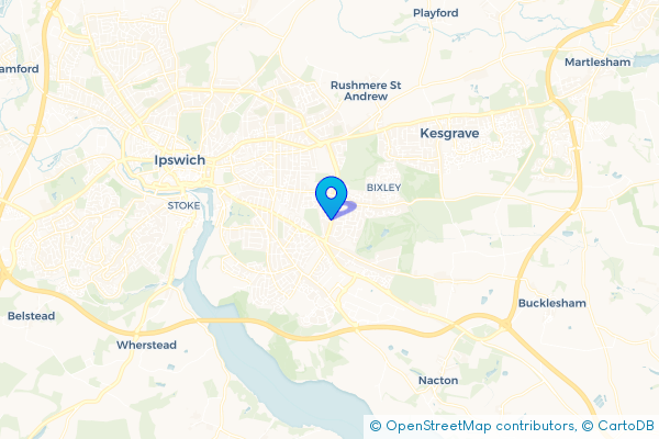 Coach Hire route map for Broke Hall, Suffolk