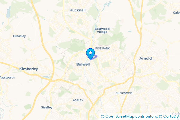Coach Hire route map for Bulwell Forest, Nottinghamshire