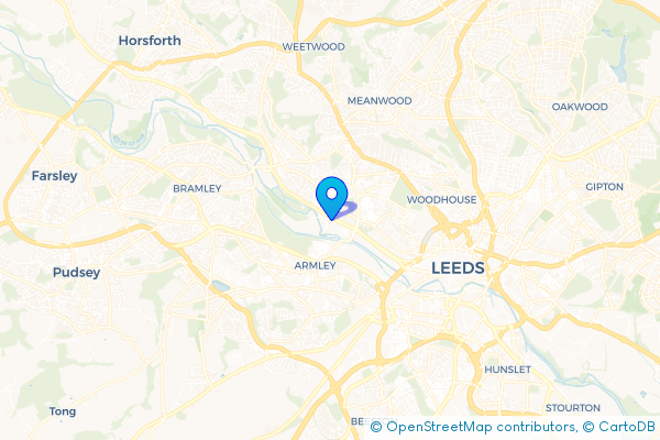 Coach Hire route map for Burley, West Yorkshire