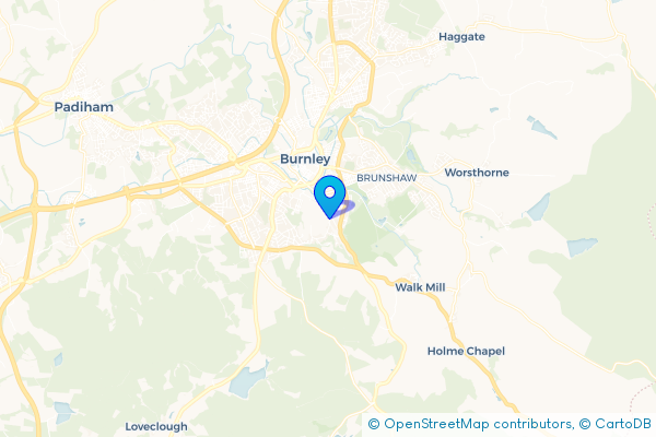 Coach Hire route map for Burnley Wood, Lancashire