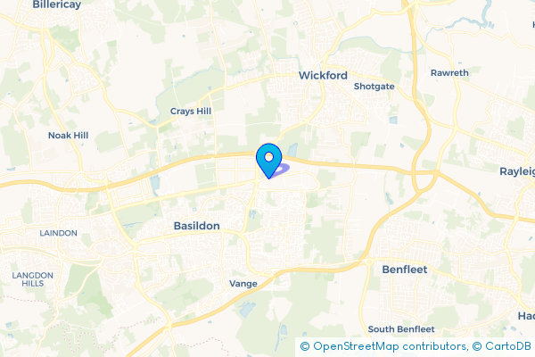 Coach Hire route map for Burnt Mills, Essex
