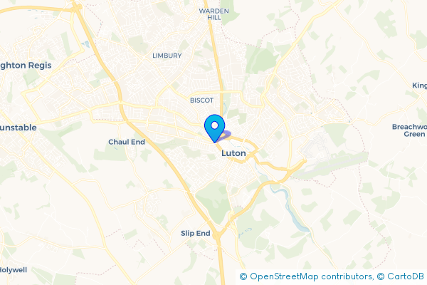 Coach Hire route map for Bury Park, Bedfordshire