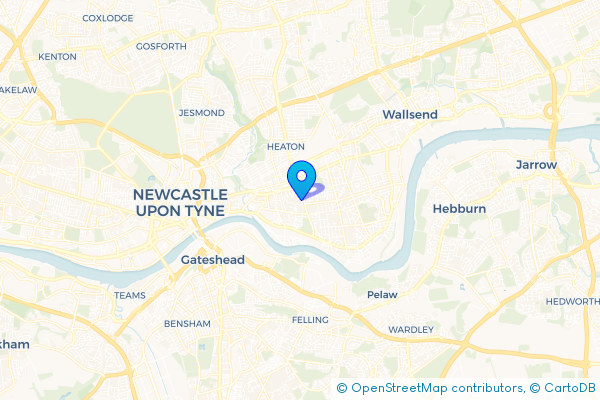 Coach Hire route map for Byker, Tyne and Wear