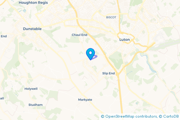 Coach Hire route map for Caddington, Bedfordshire