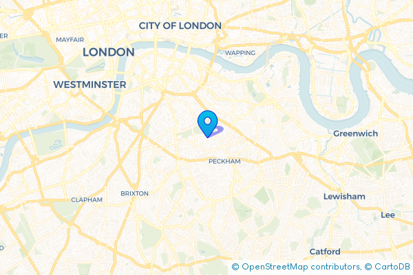 Coach Hire route map for Camberwell, Greater London