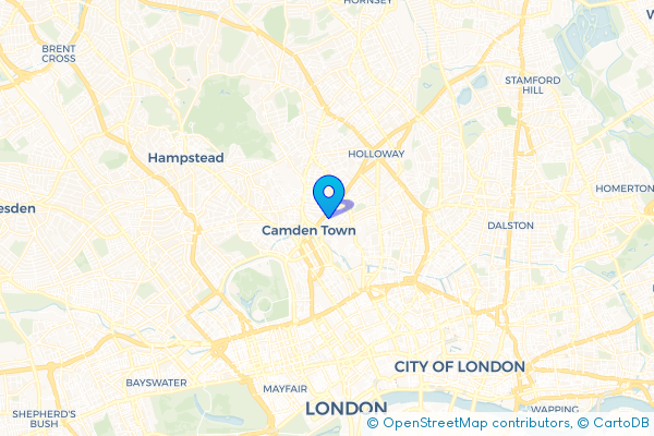 Coach Hire route map for Camden Town, Greater London