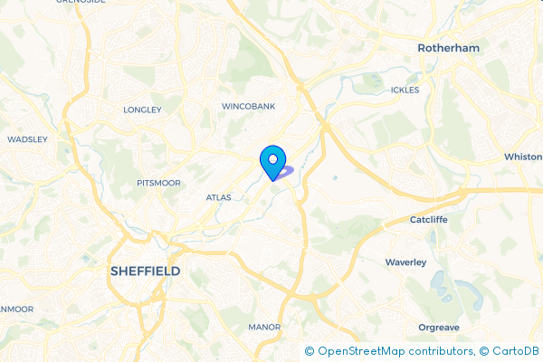 Coach Hire route map for Carbrook, South Yorkshire