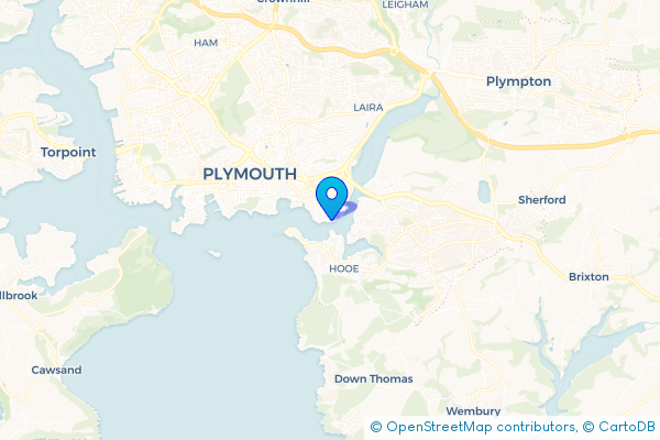 Coach Hire route map for Cattedown, Devon